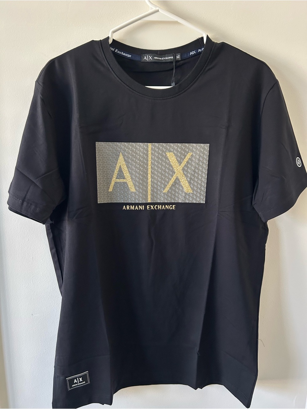 Armani Exchange Black T-Shirt with Gold A|X Logo